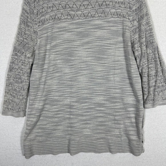 CJ Banks Lightweight Sweater Womens 1X Slub Knit Body Crochet Shoulders Gray - Picture 11 of 11